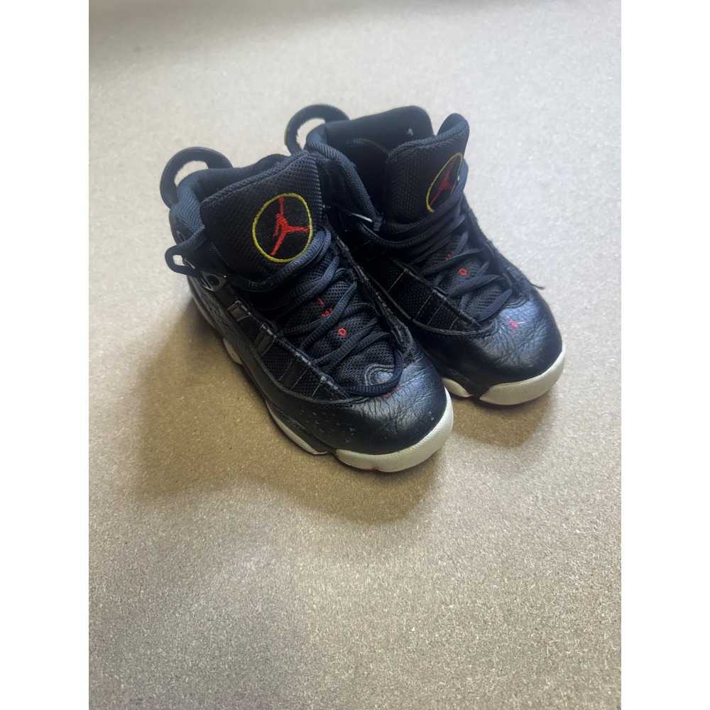 Kids Jordan‎ 6 Rings Black Red Toddler Basketball Shoes Size 11C